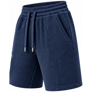 Shorts en tricot gaufré personnalisés pour hommes, décontractés, pour l'été, la gym, avec taille élastique et cordon de serrage, pour le fitness, l'entraînement, le sport - Product Image 3