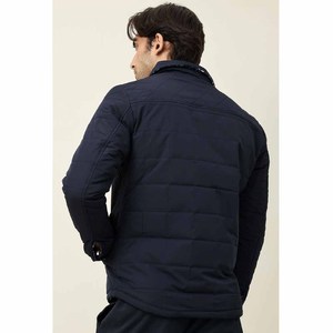 Chaqueta Acolchada Azul Marino para Hombre con Cierre de Botones, Cuello Camisero, Casual, Resistente al Viento, con Relleno de Poliéster, para Otoño - Product Image 2