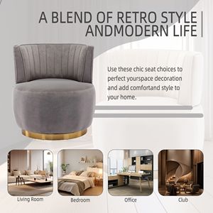 Poltrona COOLMORE Girevole a 360 Gradi, Sedia Imbottita in Velluto Soffice per Soggiorno, Ampia Poltrona Decorativa - Product Image 5