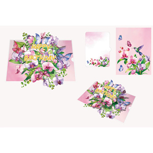Custom 3D Pop up Orchid Flower Birthday Greeting <b>Card</b>-Handmade Paper Craft Floral <b>Gift</b> <b>Card</b> - Product Image 3