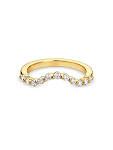 Anillo de boda curvo con diamantes redondos cultivados en laboratorio de 0.8 quilates en oro amarillo, blanco, rosa y platino de 18 quilates - Product Image 2