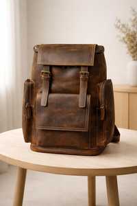 Custom Genuine Leather Backpack Vintage Travel <b>Laptop</b> <b>Bag</b> Waterproof Real Leather <b>Rucksack</b> Mens School Daypack LBK-0127 - Product Image 4