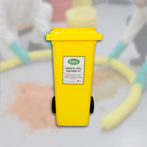 120L Chemical Spill Response Kit with Wheelie Bin Hazardous Chemical Absorbent Emergency Spill Control Kit for Factories spill - Product Image 3