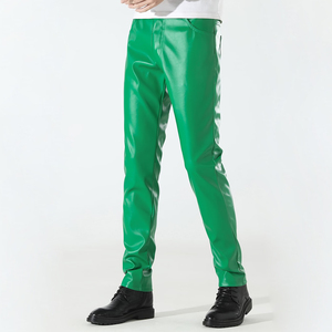 Pantalon en cuir PU pour homme, coupe slim, décontracté, streetwear, bas de tenue confortable, tissu durable et contemporain - Product Image 3