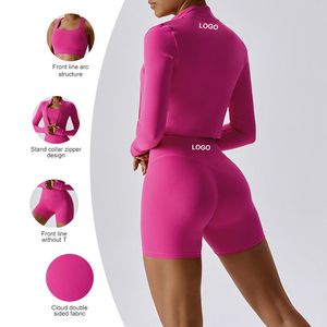 Custom LOGO 2 Pcs Yoga Sets for Women Workout Clothing Gym Fitness Sets Sports Clothes Women's Athletics Fitness Yoga Wear Suit - Product Image 3