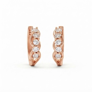 Pendientes de Aro Delicados con Diamantes Creados en Laboratorio, Certificados por IGI, Claridad VS1, Oro de 14K, para Bodas, Fiestas y Uso Diario, a la Moda - Product Image 2