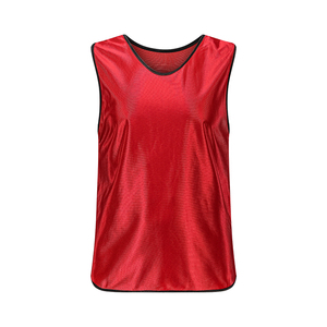 Muzamin Apparel Red Mesh Training <b>Bibs</b> Sleeveless Soccer Scrimmage Vests Unisex <b>Sports</b> Pinnies - Product Image 1
