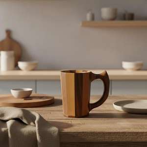 <b>Large</b> Capacity Wooden Mug Handmade Rustic Wood <b>Cup</b> for Beer Hot Drinks Office and Home Use Hot Selling - Product Image 2