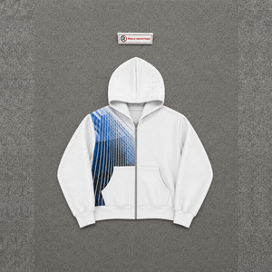 PREMIUM <b>WHITE</b> ZIP UP HOODIE OVERSIZED FLEECE STREETWEAR Print And Polka Dot Sleeves Casual Autumn Wear Casual Outfit Winter Fash - Product Image 5
