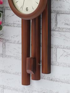 Modern <b>Large</b> Brown Wooden Quartz Wall <b>Clock</b> Round Analog Decorative 3 Dial Design for Living Room Bedroom - Product Image 2
