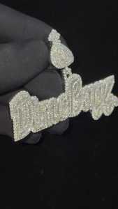 Colgante de Lujo con Micro Pavé de Diamantes de Moissanita VVS Redondos y en Corte Baguette de Plata Esterlina 925, Estilo Hip Hop Iced Out - Product Image 2