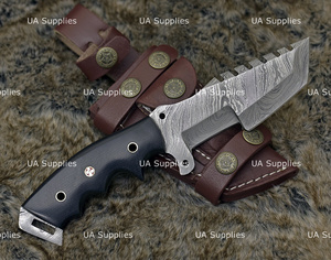 UA Supplies Industrial Grade Handmade Damascus Steel Full Tang Clip Point Outdoor Hunting Tracker <b>Knife</b> G10 Micarta <b>Handle</b> - Product Image 2