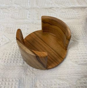 <b>Walnut</b> Wood Coaster Set Modern Stylish Heat-Resistant Drink Holder Customizable Options for Kitchen Dining <b>Table</b> Home Decor - Product Image 6