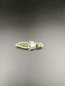 Silver <b>Gold</b> Plated Eagle Design Brooch Moissanite Polki Stones Green Doublet Enamel-Unisex Fashion Jewelry for - Product Image 1