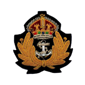 Custom Embroidered Badge <b>Sew</b>-On Irregular Shape Fabric Anchor Crown Design Garment Application - Product Image 1