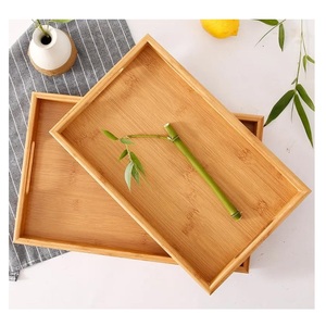 ELEGANT GALLERY Bandeja Rectangular de Bambú con Asas, Diseño Moderno con Patrón Escénico Ecológico, Platos al por Mayor - Product Image 5