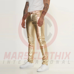 Pantalon en cuir pour homme style hip-hop, taille haute, coupe droite, style décontracté, avec poches - Product Image 2