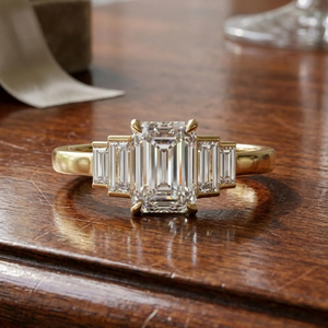 2.50 CT Emerald Cut Lab Grown Diamond Engagement Ring Art Deco Baguette <b>Step</b> Cut 18K Gold Luxury Anniversary Vintage Bridal Ring - Product Image 2