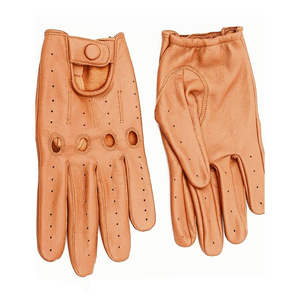 Gants de conduite pour femmes en cuir marron clair, respirants et doux - Product Image 5