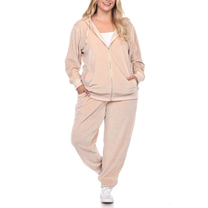 Women's Eco-Friendly Velvet Streetwear Quick Dry Polyester Spandex Tracksuit Custom Workout <b>Set</b> Yoga Running Gym Sportswear - Product Image 1
