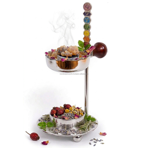 Brûleur en laiton réglable, emblème 7 chakras, argent, printemps-été, bois de santal, écologique, durable - Product Image 4