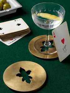 Fleur Royale Brass <b>Coaster</b> Set Handcrafted Premium Round <b>Drink</b> <b>Coasters</b> Heat Resistant Table Protector Elegant Home Gift - Product Image 2