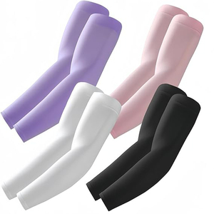 Manchons de bras de basketball unisexes OEM personnalisés, protection anti-UV, en Spandex et Polyester, teinture unie, articles en stock, Vert Blanc Noir Jaune - Product Image 5