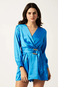 Vestido Casual de Verano para Mujer, Satinado, de Alta Calidad, Sexy, con Cuello en V Profundo, Estilo Blazer, con Mangas Largas, a Precio de Fábrica al por Mayor - Product Image 2