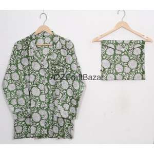 ชุดนอนผ้าฝ้าย 100% สไตล์โบฮีเมียน โรแมนติก นุ่มลื่น ชุด 2 ชิ้น สำหรับผู้หญิง เสื้อและกางเกง - Product Image 2