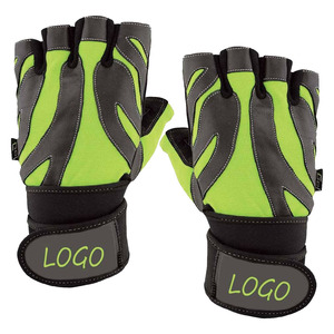 Half <b>Finger</b> Gym Gloves Green Black PU Leather Adjustable Wrist <b>Strap</b> Weight Lifting Fitness Gear Unisex - Product Image 2