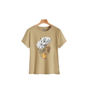 Anti Pilling cuello redondo último diseño personalizado mujer impreso manga corta Camiseta alta calidad Bangladesh venta al por mayor Venta caliente - Product Image 3