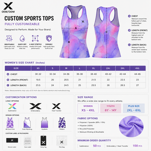 Débardeurs de sport pour femmes X Sports City, imprimés par sublimation, séchage rapide, tricotés, col rond, longueur normale, ODM OEM - Product Image 5