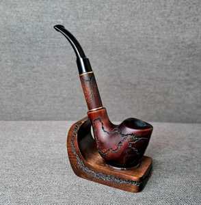 MN EXPORTS Pipa de Fumar de Briar Curvada con Acabado Espejo, Diseño Clásico de Lujo, Soporte de Madera Ecológico y Duradero, Modelo MNE-2496 - Product Image 1