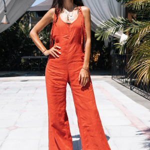 Mono largo de lino orgánico para mujer, overol de lino ecológico, maxi romper, top sin mangas, ropa de estar por casa, ropa de playa y fiesta a precio mayorista - Product Image 1