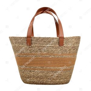 SIERRA Women's <b>Straw</b> Casual Tote <b>Bag</b> with Striped Pattern Zipper Closure & Tassel Decoration - Product Image 2
