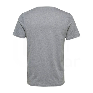 Camiseta de Manga Corta Gris para Hombre, con Estampado Sólido, Cuello Redondo, Corte Regular, Informal, Tejida, 100% Algodón - Product Image 2