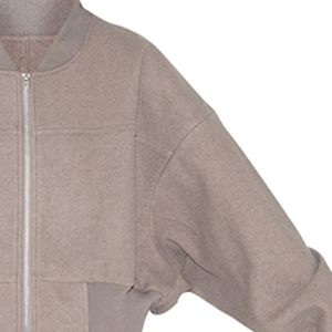 Chaqueta Bomber Corta Unisex con Mangas Fruncidas en Tono Taupe Teñido, Estilo Urbano, con Cierre, de Lana Sintética, Casual, Impermeable y Resistente al Viento - Product Image 3