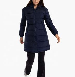 Custom Black Winter <b>Rugby</b> Puffer Jacket for Women Long Stand Collar Coated Front Logo OEM Services Warm <b>Padded</b> Ladies' Jackets - Product Image 4