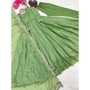 Conjuntos de mujer de diseñador Vestido de fiesta de lujo con Dupatta & Bottom Aspecto elegante y elegante - Product Image 5