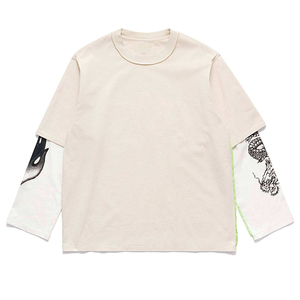 Customized Vintage 100% Cotton <b>Long</b> Sleeves Double Layer T-Shirt Silk Screen Printing Plus Size Men's Street Wear Fashion Shirts - Product Image 3