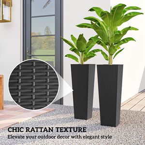 Set di 2 Vasi per Fiori in Metallo Smaltato Nero con Fori di Drenaggio, Alti 32 Pollici, Fioriere da Esterno per Hotel - Product Image 5