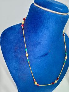 Collier élégant en argent avec des cristaux carrés turquoise et des perles, bijoux minimalistes tendance pour femmes - Product Image 2