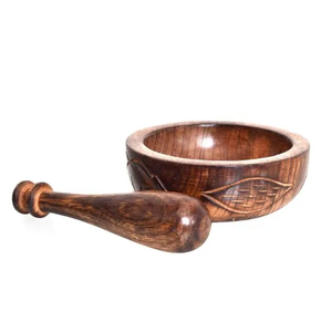 Mortero y Pilón de Madera Natural 152, Herramienta Tradicional para Moler Especias y Hierbas, Manual - Product Image 3