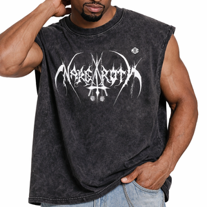 เสื้อยืดแขนกุดทรงโอเวอร์ไซส์สไตล์วินเทจสุดเทรนดี้สำหรับผู้ชาย ลวดลายกราฟิกแบบย้อมสีเอซิด ผลิตจากผ้าฝ้าย 100% เสื้อกล้ามสตรีทแวร์ รับผลิตตามแบบ OEM จำนวนมาก - Product Image 4