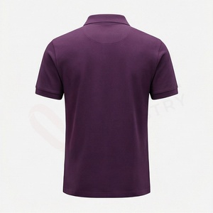 Polo pour homme en piqué 100% coton, manches courtes, violet, décontracté, respirant, coupe classique, design tricoté uni - Product Image 2