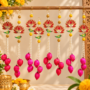 Nouveauté : Décoration murale artisanale en forme de bourgeon de lotus avec perles pour la maison, le Haldi, le Mehendi et les mariages - Product Image 1