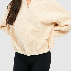 Nouvelle Collection Hiver – Sweat-shirt Teddy Oversize à Col Montant et Demi-Zip pour Femme, Grande Taille, en Polaire Tricotée - Product Image 2