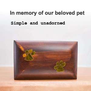 Custom Wooden Pet Urn Dog Casket Keepsake <b>Box</b> Paw Decor <b>Memorial</b> Urn for Cats and Small Animals - Product Image 2
