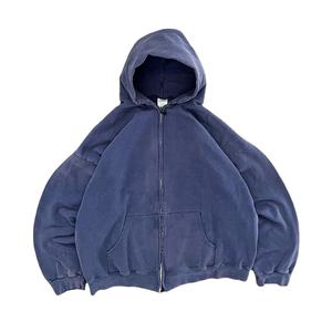 Sudadera con capucha de lavado ácido personalizada de alta calidad 100% algodón peso pesado hombro caído doble cremallera Sudadera con capucha de lavado ácido - Product Image 3