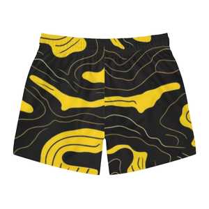 Pantalones Cortos Deportivos para Hombre, Estampado de Camuflaje Negro y Amarillo, Secado Rápido, Cintura Media, Casuales - Product Image 4